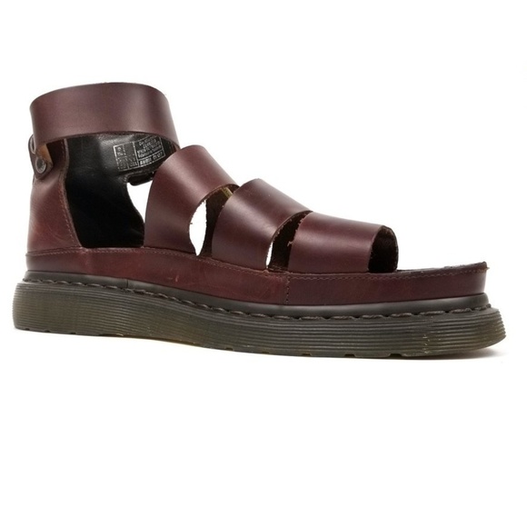 RARE Dr. Martens Gladiator Brando Platform Leather Strap Sandals Men 10 Burgundy - Picture 3 of 9